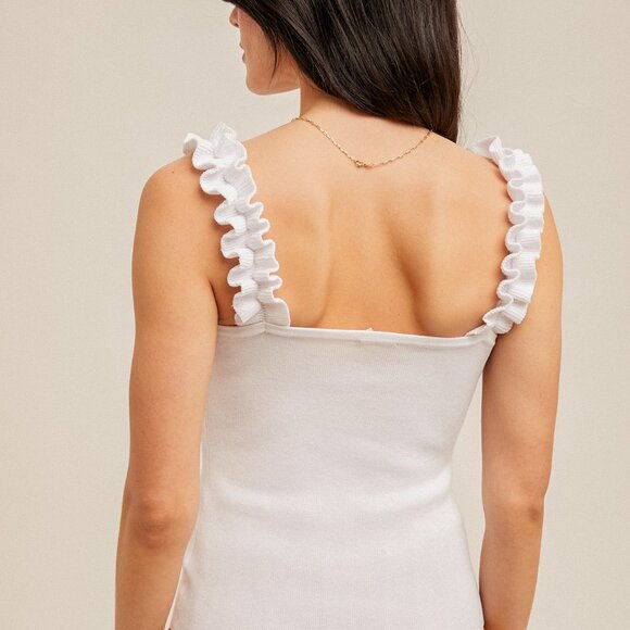 Ruffle shoulder cami sweater knit top - Picture 3 of 3